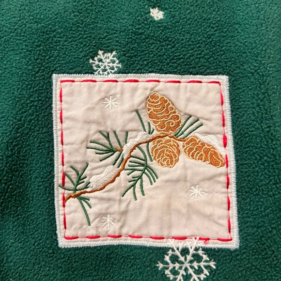 Green Vintage Holiday Fleece Zip Up Jacket Size M - Picture 3 of 5